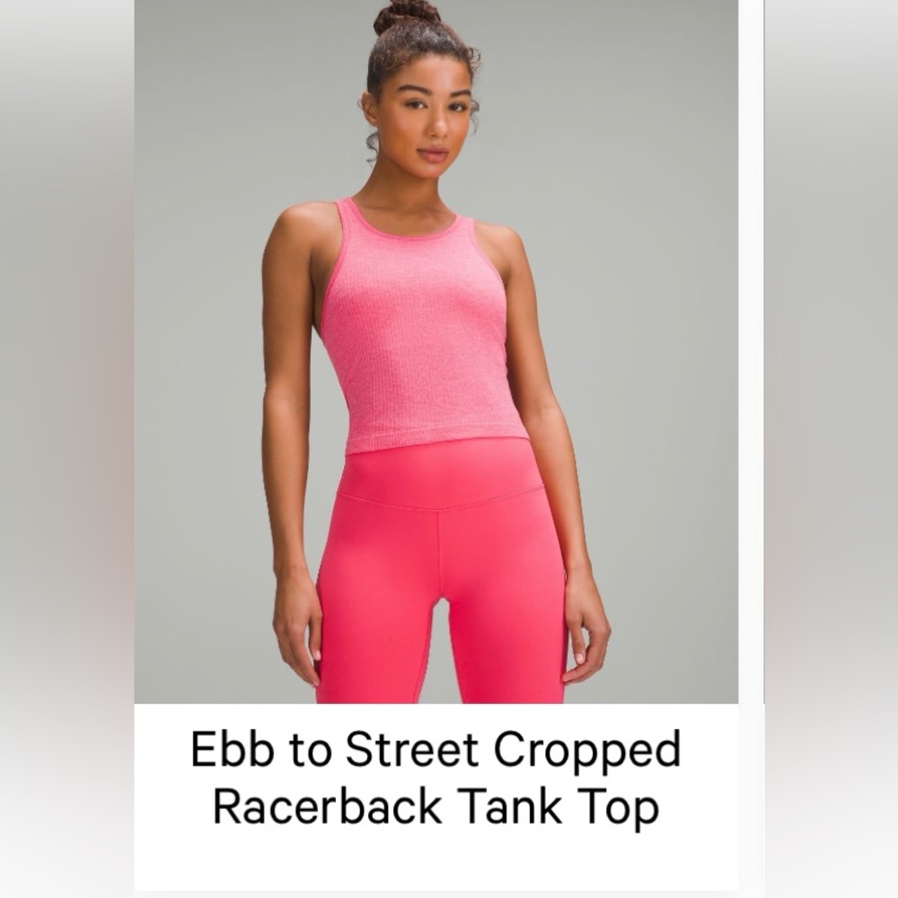 Lululemon Ebb to Street Cropped Racerback Tank Top
Glaze Pink
Size 8